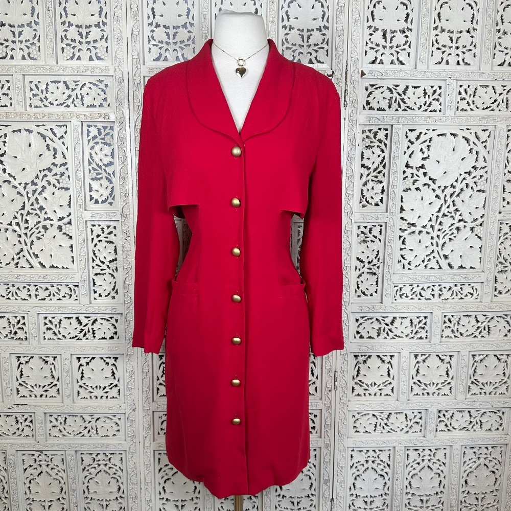 Vtg Liz Claborne Red Business‎ Casual Career Work Holiday Blazer Dress Sz 10